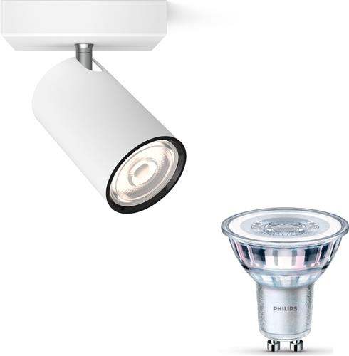 Philips Kosipo Opbouwspot (Wit) - Warmwit Licht - Wandspot of Plafondspot met 1 Lichtpunt - GU10 - Niet Dimbaar