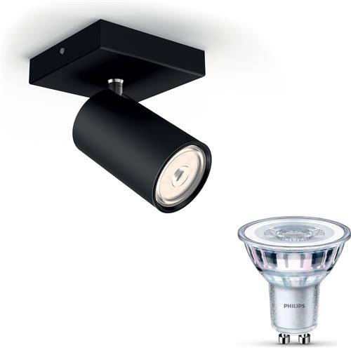 Philips Kosipo Opbouwspot (Zwart) - Warmwit Licht - Wandspot of Plafondspot met 1 Lichtpunt - GU10 - Niet Dimbaar