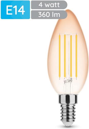 Modee E14 LED Lamp 4W - 360lm - 1800K - Warm Wit - LED Filament Amber Kaarslamp B35 - Vervangt 33W Halogeen Gloeilamp