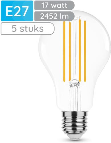 Modee E27 LED Lamp 17W - 2452lm - 2700K - Warm Wit - LED Filament Globe A70 - Vervangt 150W Halogeen Gloeilamp - 5 stuks