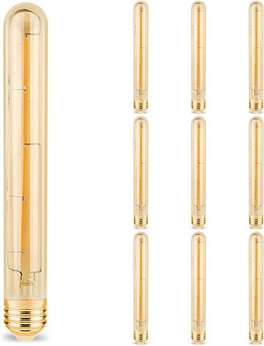 Voordeelpak 10x LED Lamp E27 Buis Filament - Brinton - Amber 6W 540lm - 822 Zeer Warm Wit 2200K - T30 - Dimbaar | Vervangt 45W
