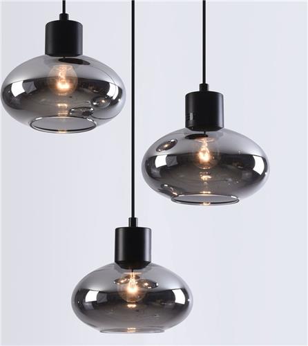 Moderne hanglamp met smoke glas, 3-lichts - Vida