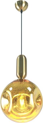 1-lichts hanglamp Lewis met golvend glas - goud