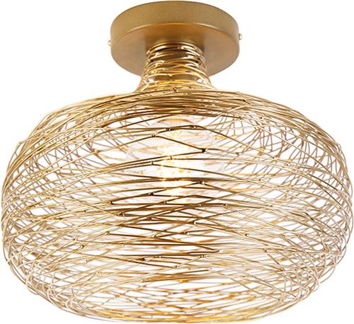 QAZQA sarella - Design Plafondlamp - 1 lichts - Ø 330 mm - Goud - Woonkamer | Slaapkamer | Keuken