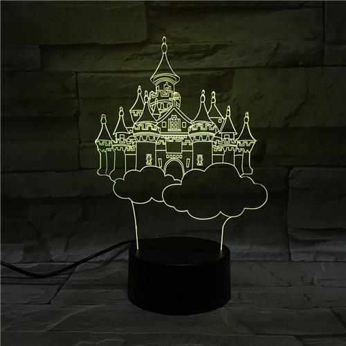 3D Led Lamp Met Gravering - RGB 7 Kleuren - Kasteel