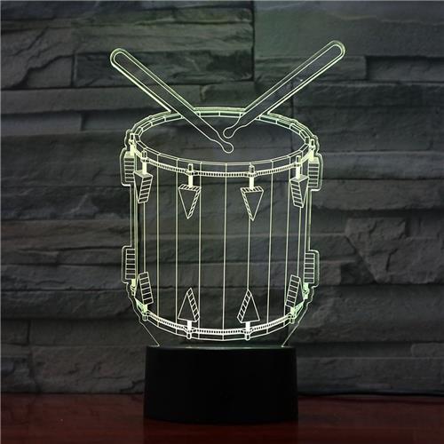 3D Led Lamp Met Gravering - RGB 7 Kleuren - Trommel