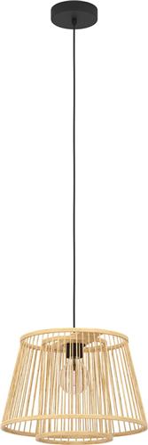EGLO Hykeham Hanglamp - E27 - Ø 38 cm - Staal/Bamboe - Zwart/Bruin