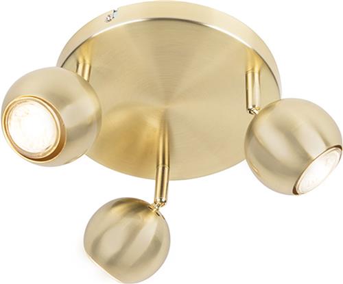 QAZQA gissi - Moderne Plafondspot | Spotje | Opbouwspot - 3 lichts - H 145 mm - Goud/messing - Woonkamer | Slaapkamer | Keuken
