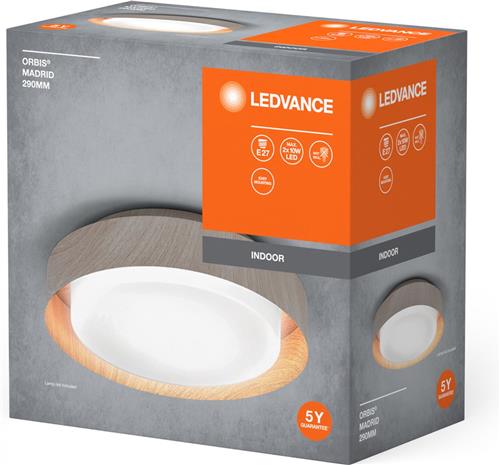 LEDVANCE Deckenleuchte LED ORBIS MADRID 29cm 2xE27, Holz