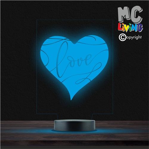 Led Lamp Met Gravering - RGB 7 Kleuren - Love