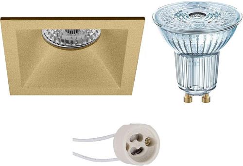 LED Spot Set - OSRAM Parathom PAR16 940 36D - Pragmi Pollon Pro - GU10 Fitting - Dimbaar - Inbouw Vierkant - Mat Goud - 5.5W - Natuurlijk Wit 4000K - Verdiept - 82mm