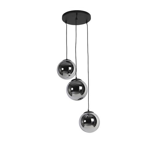 QAZQA pallon - Art Deco Hanglamp - 3 lichts - Ø 45 cm - Zilver - Woonkamer | Slaapkamer | Keuken