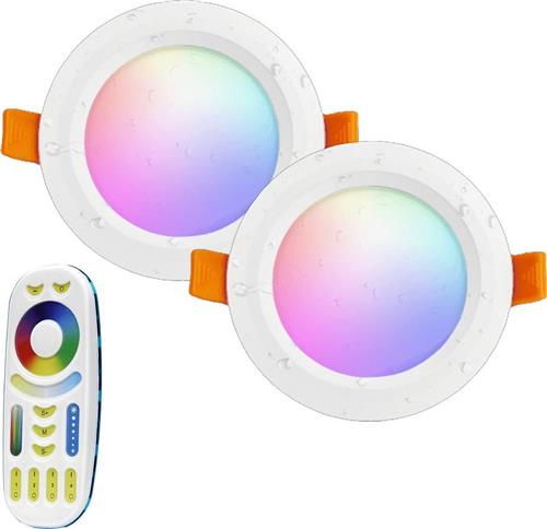 Milight RGBWW led inbouwspot down light set met afstandsbediening - 6 Watt