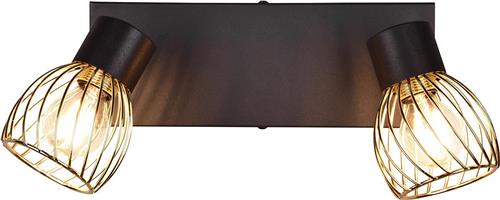 LED Plafondspot - Plafondverlichting - Torna Ordan - E14 Fitting - 2-lichts - Zwart/Goud