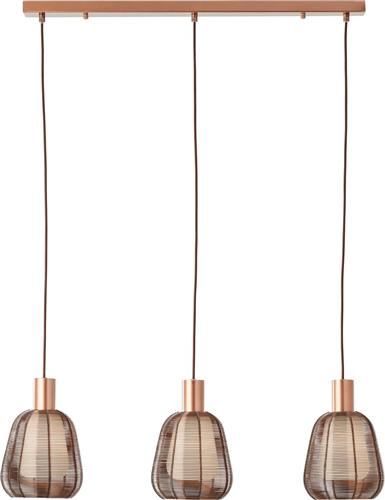 Brilliant Lamp Wallace hanglamp 3-lamps koffie donker metaal/hout bruin 3x A60, E27, 40 W