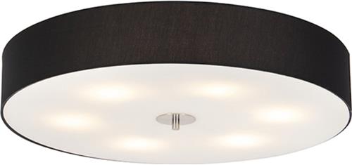 QAZQA drum - Moderne Plafondlamp met kap - 6 lichts - Ø 700 mm - Zwart - Woonkamer | Slaapkamer | Keuken
