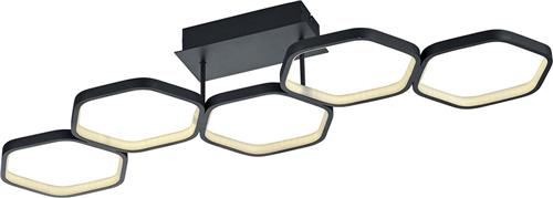 LED Plafondlamp - Trion Vigon - 24W - Warm Wit 3000K -  Dimbaar - Rechthoek - Mat Antraciet - Aluminium
