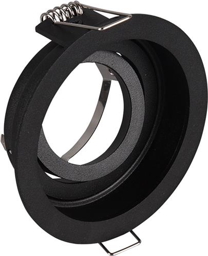Spot Armatuur GU10 - Trion Kenan - GU10 Inbouwspot - Rond - 1-lichts - Zwart - Aluminium - Verdiept - Kantelbaar - Ø90