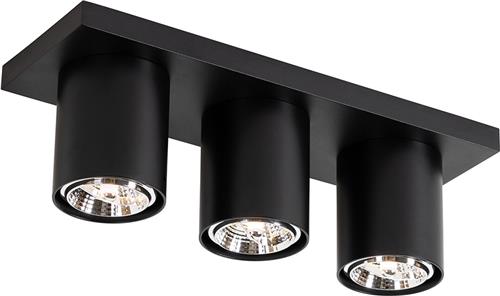 QAZQA tubo - Moderne Plafondspot | Spotje | Opbouwspot - 3 lichts - L 36 cm - Zwart - Woonkamer | Slaapkamer | Keuken
