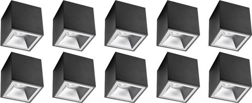 Opbouwspot 10 Pack - Proma Cliron Pro - GU10 Fitting - Opbouw Vierkant - Mat Zwart/Zilver - Aluminium - Verdiept - Ø90mm