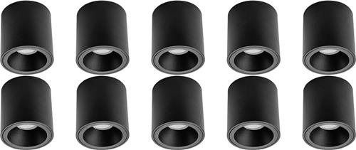 Opbouwspot 10 Pack - Proma Cliron Pro - GU10 Fitting - Opbouw Rond - Mat Zwart - Aluminium - Verdiept - Ø90mm