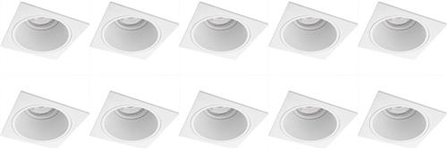 Spot Armatuur 10 Pack - Proma Minko Pro - GU10 Inbouwspot - Vierkant - Wit - Aluminium - Verdiept - 90mm