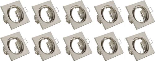 Spot Armatuur 10 Pack - Torna - GU10 Inbouwspot - Vierkant - Nikkel - Aluminium - Kantelbaar 80mm