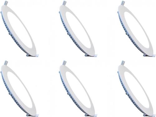 LED Downlight Slim 6 Pack - Inbouw - 6W - Helder/Koud Wit 6000K - Rond - Mat Wit - Aluminium - Ø120mm