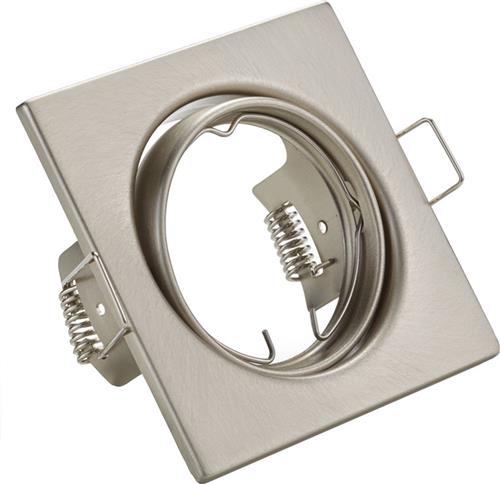 Spot Armatuur GU10 - Torna - GU10 Inbouwspot - Vierkant - Nikkel - Aluminium - Kantelbaar 80mm