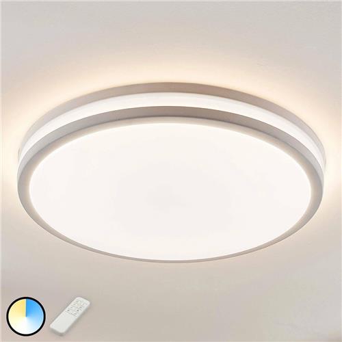 Lindby - LED plafondlamp- met dimmer - 1licht - acryl, metaal - H: 8.5 cm - wit - Inclusief lichtbron
