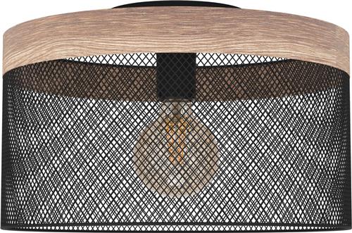EGLO Kilnsdale Plafondlamp - E27 - Ø 38 cm - Staal/Hout - Zwart/Bruin
