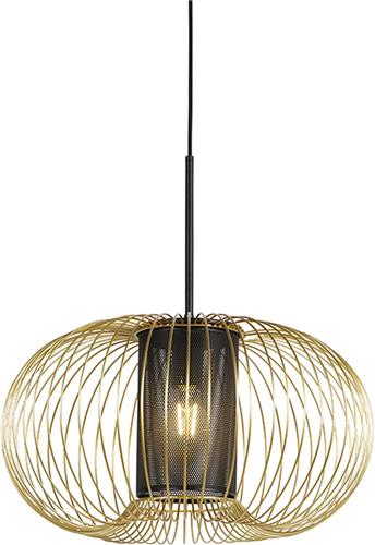 QAZQA marnie - Design Hanglamp - 1 lichts - Ø 50 cm - Zwart Goud - Woonkamer | Slaapkamer | Keuken