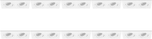 Spot Armatuur 10 Pack - Proma Borny Pro - GU10 Inbouwspot - Rechthoek Dubbel - Wit - Aluminium - Kantelbaar - 175x92mm