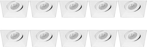 Spot Armatuur 10 Pack - Proma Nivas Pro - GU10 Inbouwspot - Vierkant - Wit - Aluminium - Trimless - Kantelbaar - 150mm