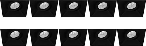 Spot Armatuur 10 Pack - Proma Nivas Pro - GU10 Inbouwspot - Vierkant - Zwart - Aluminium - Trimless - Kantelbaar - 150mm