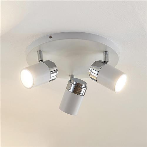 Lindby - buitenspot - 3lichts - metaal, glas - H: 10.5 cm - GU10 - wit, chroom, mat