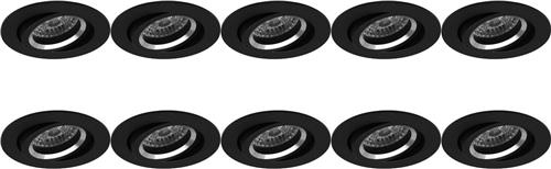 Spot Armatuur 10 Pack - Proma Aerony Pro - GU10 Inbouwspot - Rond - Zwart - Aluminium - Kantelbaar - Ø82mm