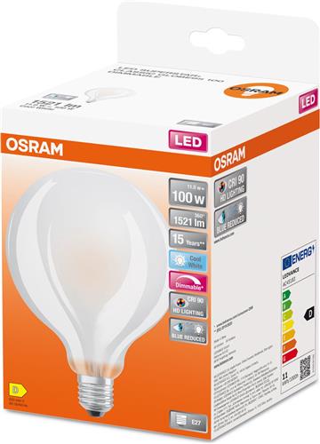 Osram LED Superstar E27 Globe Filament Mat 11W 1521lm - 940 Koel Wit | Beste Kleurweergave - Vervangt 100W