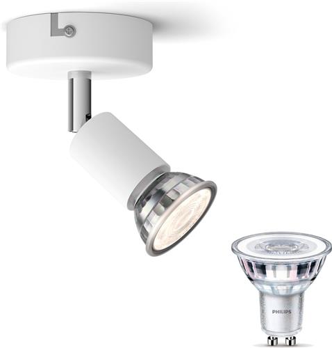 Philips Limbali Opbouwspot (Wit) - Warmwit Licht - Wandspot of Plafondspot met 1 Lichtpunt - GU10 - SceneSwitch - Eenvoudig Dimbaar met Je Klassieke Schakelaar