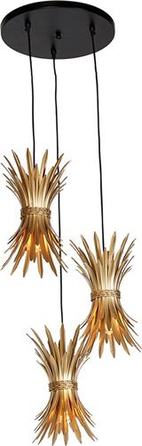 QAZQA wesley - Art Deco Hanglamp - 3 lichts - Ø 40 cm - Zwart Goud - Woonkamer | Slaapkamer | Keuken