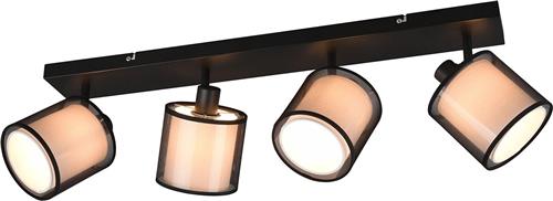 LED Plafondspot - Plafondverlichting - Trion Bidon - E14 Fitting - 4-lichts - Rechthoek - Mat Zwart - Aluminium