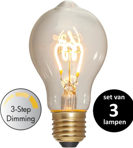 Star Trading LED Peertje (Standaard maat) lichtbron - E27 - 3 standen lamp - Super Warm Wit <2200K - 4 Watt - vervangt 35W Halogeen - set van 3