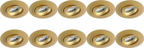 Spot Armatuur 10 Pack - Proma Alpin Pro - GU10 Inbouwspot - Rond - Goud - Aluminium - Kantelbaar - Ø92mm