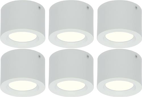 LED Downlight 6 Pack - Opbouw Rond Hoog 5W - Natuurlijk Wit 4200K - Mat Wit Aluminium - Ø105mm