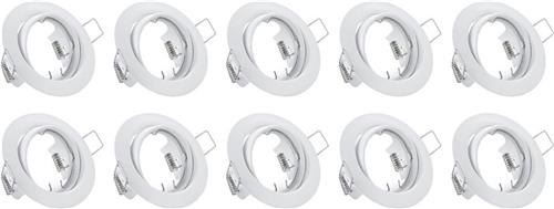 Spot Armatuur 10 Pack - Trion - GU10 Inbouwspot - Rond - Wit - Aluminium - Kantelbaar Ø83mm