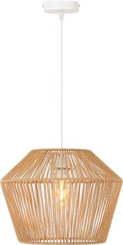 Light & Living Hanglamp Caspian - Bruin/Wit- Ø40cm - Landelijk - Hanglampen Eetkamer, Slaapkamer, Woonkamer