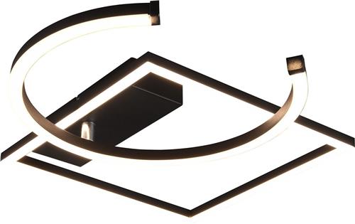 LED Plafondlamp - Plafondverlichting - Trion Pivacci - 23.5W - Warm Wit 3000K - Dimbaar - Vierkant - Mat Zwart - Aluminium