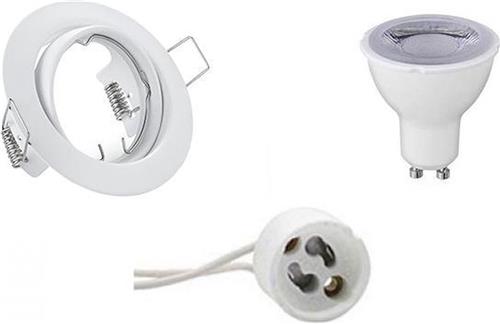 LED Spot Set - Trion - GU10 Fitting - Dimbaar - Inbouw Rond - Mat Wit - 6W - Natuurlijk Wit 4200K - Kantelbaar Ø83mm