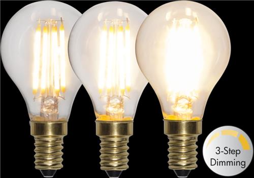 3 standen - Standaard bol - E14 - 4W - Super Warm Wit <2200K - Filament - Helder