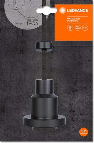 LEDVANCE Pendelarmatuur: voor plafond, E27, Vintage 19-6 PenduLum / 22-24- V, body materiaal: aluminum, IP2-